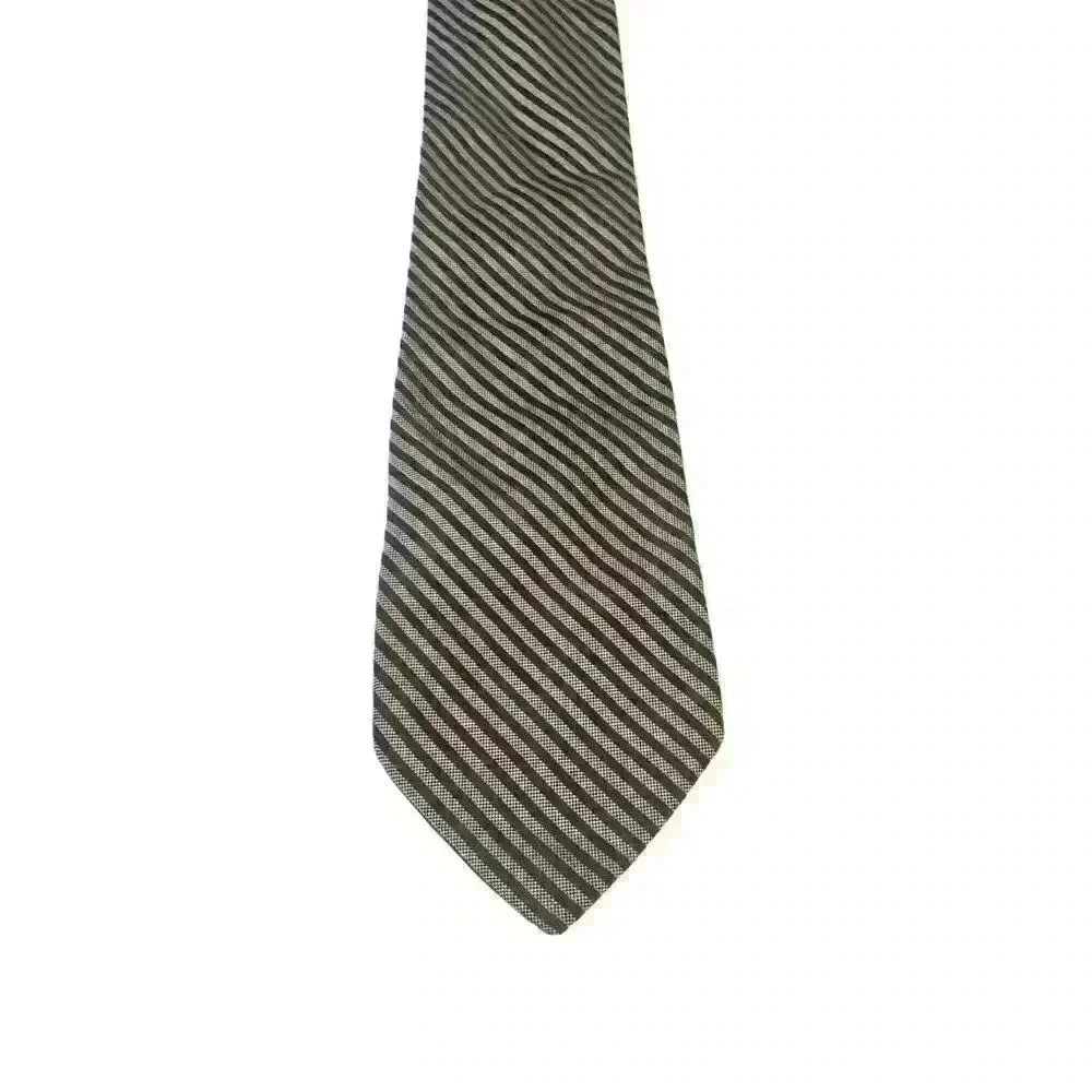 Van Heusen Tie Neckwear Mens 100% Silk Black Gray Stripe Repp Business Church